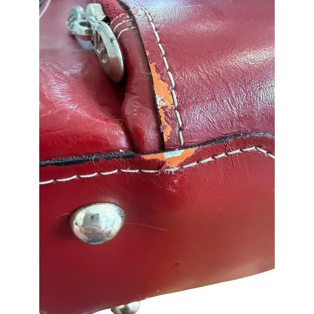 McKlein LakeForest 1 Leather Ladies Laptop Briefcase Red CarryOn Messenger Bag